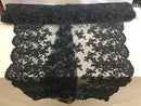 Black Beaded Bridal Lace, Sold By The Yard Embroidered Floral Wedding Beaded Fabric with Sequin