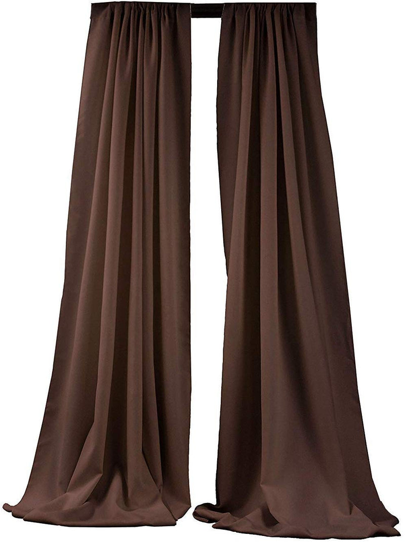 5 Feet x 10 Feet - Brown - Polyester Backdrop Drape Curtains, Polyester Poplin Backdrop 1 Pair