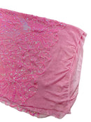 Elegant Floral Leaf Design - Candy Pink - 4 Way Stretch Sequins Lace Spandex Fabric By Yard