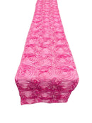 Satin Rosette Table Runner - Candy Pink - 12" x 90" Floral Design Event Decor Table Runner