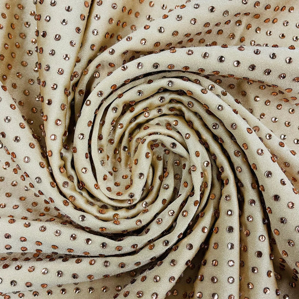 Solid Color Rhinestone Fabric - Brown - 4 Way Stretch Soft Solid Color
