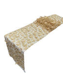 3D Butterfly Table Runner - Champagne - 12" x 90"  3D Butterfly Sheer Mesh Table Runner