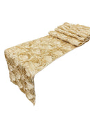 Satin Rosette Table Runner - Champagne - 12" x 90" Floral Design Event Decor Table Runner