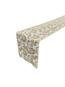 Floral Lace Sequins Table Runner - Champagne - 12" x 90" Floral Lace Table Runner