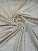 Power Mesh Polyester Rhinestone Fabric - Champagne - 4 Way Stretch Power Mesh Fabric Crystal Stones By Yard