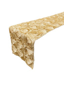Satin Rosette Table Runner - Champagne - 12" x 90" Floral Design Event Decor Table Runner
