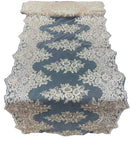 21" Floral Lace Metallic Design Table Runner - Champagne - Floral Runner for Event Decor Sold By The Yard