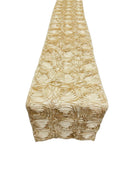 Satin Rosette Table Runner - Champagne - 12" x 90" Floral Design Event Decor Table Runner