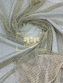 Fish Net Spandex Rhinestone Fabric - Spandex Fish Net Rhinestones Fabric - 15 Yard Roll