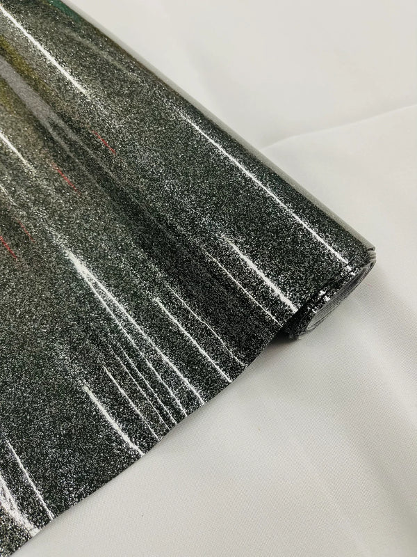 Vinyl Fabric - Charcoal Shiny Sparkle Glitter Leather PVC - Upholstery By The Yard