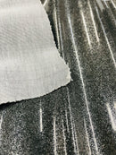 Vinyl Fabric - Charcoal Shiny Sparkle Glitter Leather PVC - Upholstery By The Yard