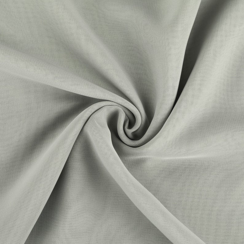 Chiffon Spandex - Silver - 2 Way Slight Stretch Chiffon Fabric Imitation Silk 58/60" By The Yard