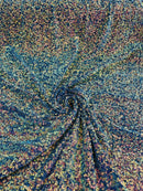 Sequins Velvet Seashell Design - Clear Iridescent on Gray - Velvet Fabric with Special Sequins Sold By Yard