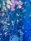 Jumbo 1.5" Circle Sequins - Clear - Jumbo Sequins On Mesh Fabric Sold By The Yard