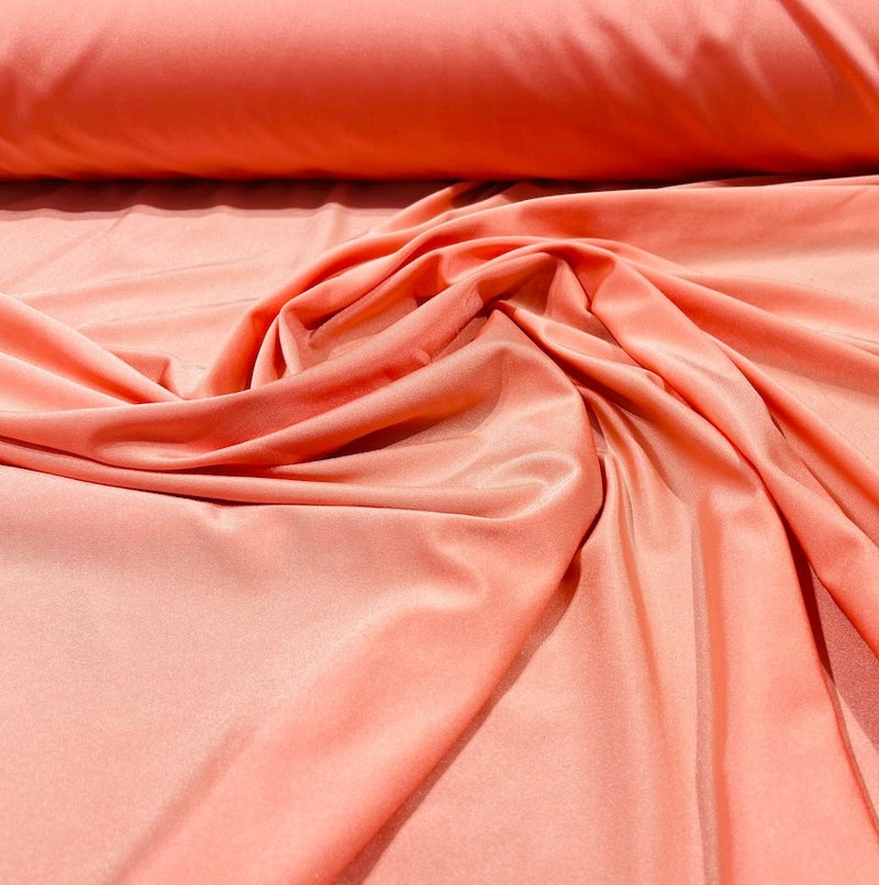 58" Shiny Milliskin Fabric - Coral - 4 Way Stretch Milliskin Shiny Fabric by The Yard (Pick a Size)