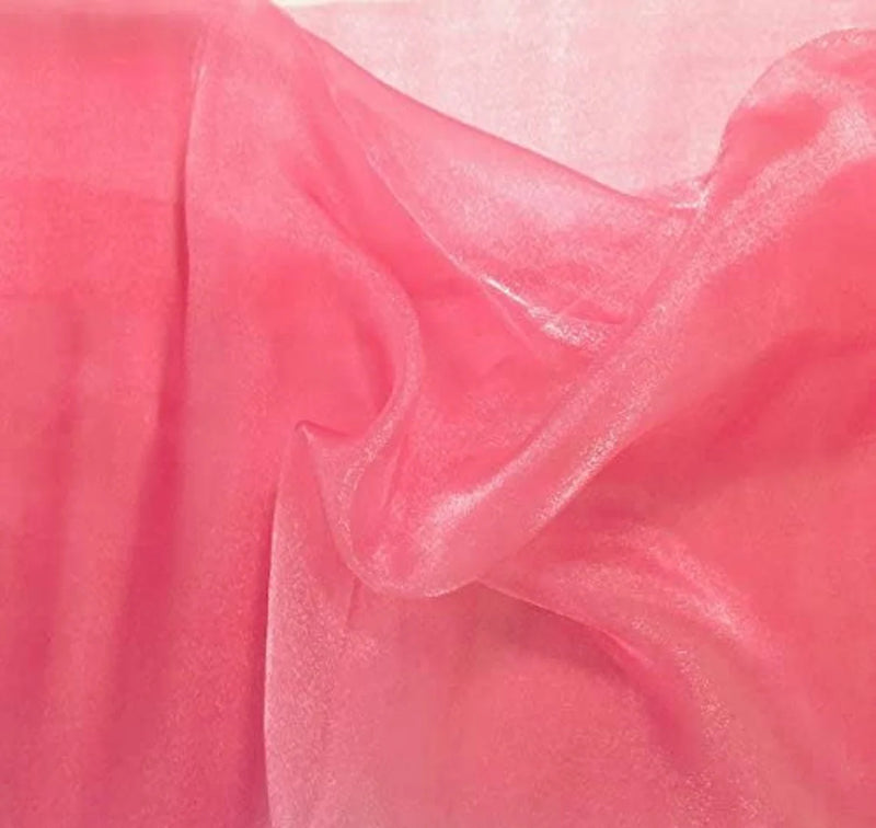 Organza Sparkle - Coral - Crystal Sheer Fabric for Fashion, Crafts, Decorations 60" by Yard