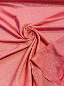 Mille Striped Stretch Sequins - Coral Iridescent - 4 Way Stretch Spandex Sequins Striped Fabric By The Yard