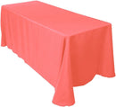 90" Solid Tablecloth -Coral- Polyester Poplin Rectangular Full Table Cover (Pick Size)