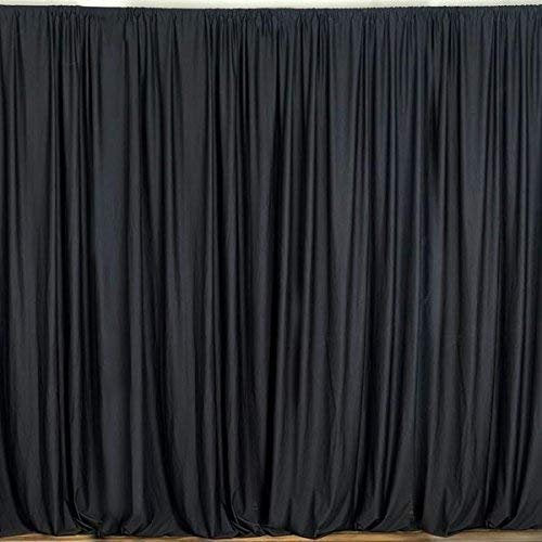 7 pack 10 x 10 Ft - Black - Curtain Polyester Backdrop Drapes Panels with Rod Pocket