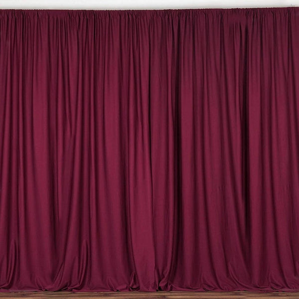 10 x 10 Ft - Burgundy - Curtain Polyester Backdrop Drapes Panels with Rod Pocket