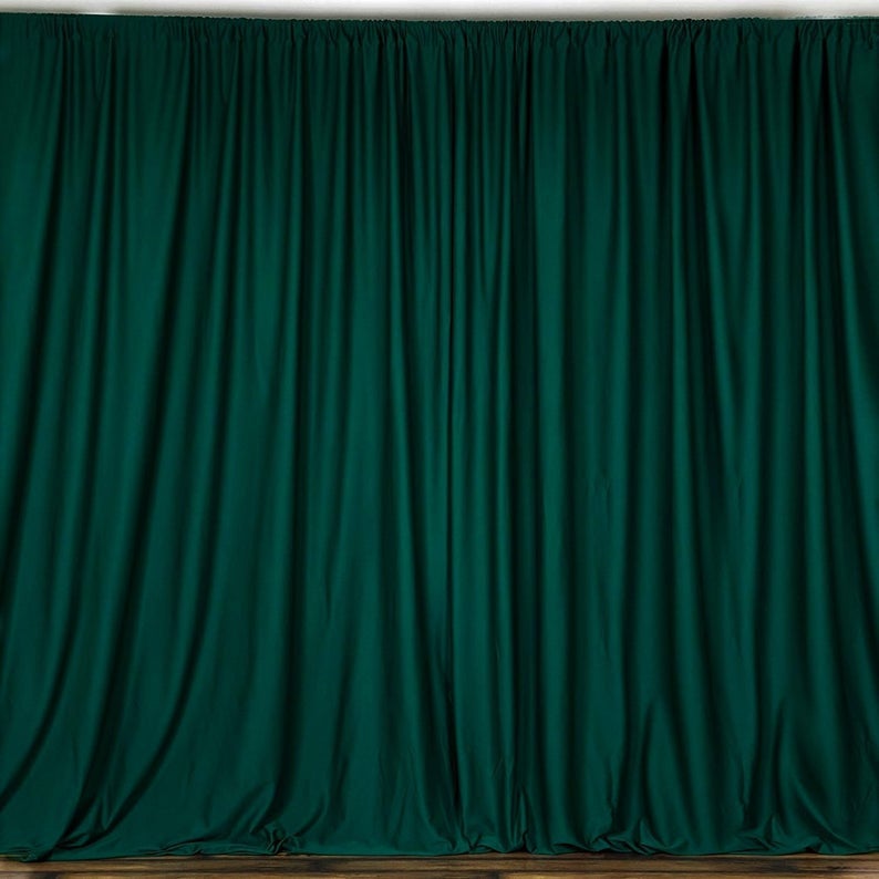 10 x 10 Ft - Hunter Green  - Curtain Polyester Backdrop Drapes Panels with Rod Pocket