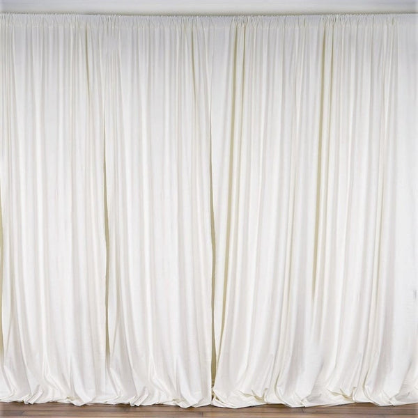 10 x 10 Ft - Ivory - Curtain Polyester Backdrop Drapes Panels with Rod Pocket