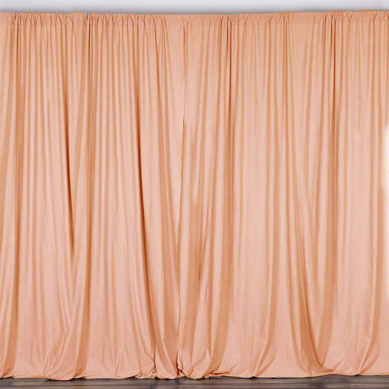 10 x 10 Ft - Peach - Curtain Polyester Backdrop Drapes Panels with Rod Pocket