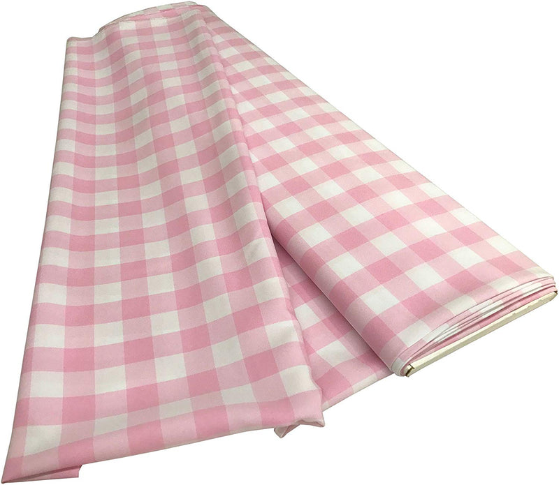 Checkered Poplin - Pink - Polyester Poplin Flat Fold Solid Color 60" Fabric Bolt By Yard