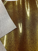 Vinyl Fabric - Dark Gold Shiny Sparkle Glitter Leather PVC - Upholstery By The Yard