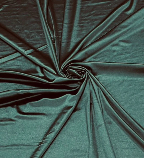 Spandex Polyester Fabric - Dark Hunter Green - Shiny Stretch Polyester / 20% Spandex Fabric By Yard