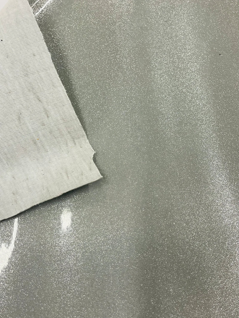 Vinyl Fabric - Dark Silver Shiny Sparkle Glitter Leather PVC - Upholstery By The Yard