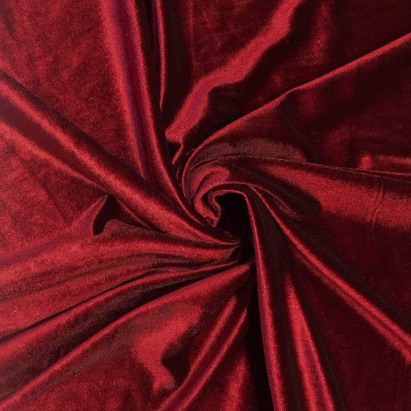 Velvet Stretch Fabric - Dark Burgundy - Spandex Stretch Velvet Fabric 60'' Wide Sold By Yard