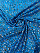 Bandana Print Fabrics - Dark Turquoise - Lycra Spandex Bandana Fabric Sold By The Yard