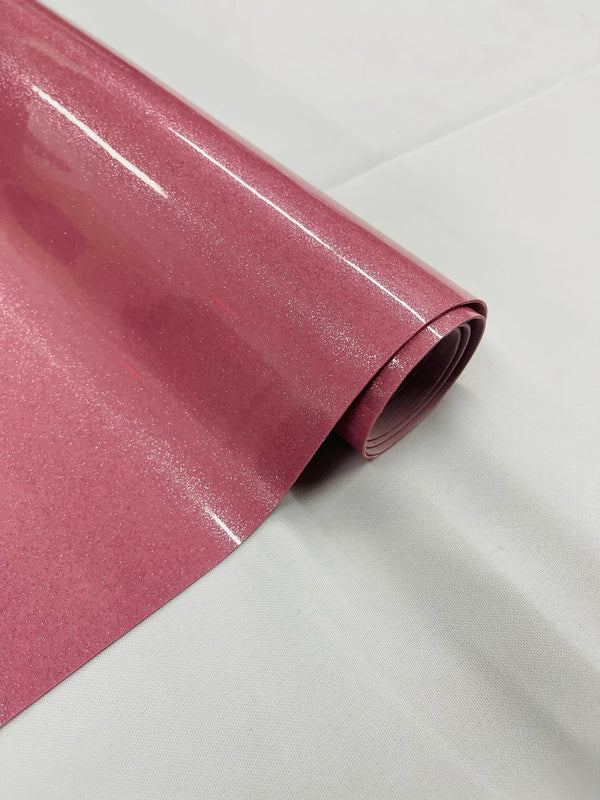 Vinyl Fabric - Dusty Pink Shiny Sparkle Glitter Leather PVC - Upholstery By The Yard