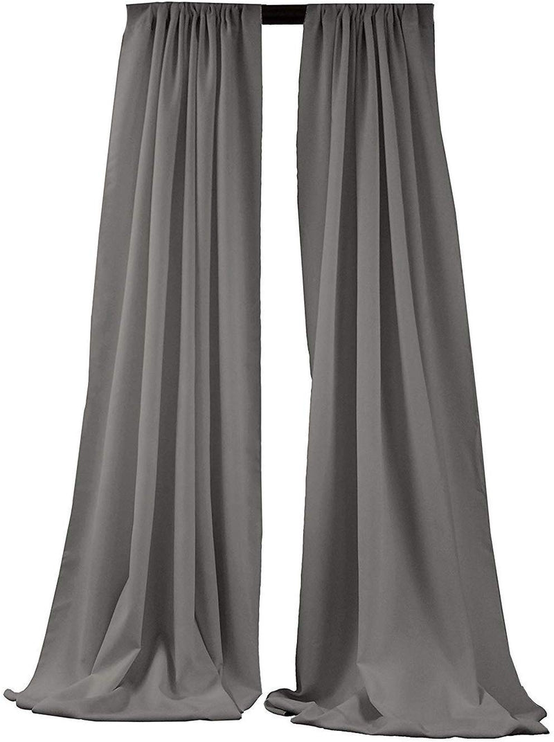 5 Feet x 10 Feet - Dark Grey - Polyester Backdrop Drape Curtains, Polyester Poplin Backdrop 1 Pair