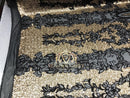 4 Way Stretch - Black and Gold - Two Tone Flower Design Sequins On Stretch Mesh Sold By The Yard