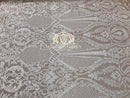 Sequins - White on Nude Mesh - 4 Way Stretch Fancy Fabric Embroidered On Mesh Sold By The Yard