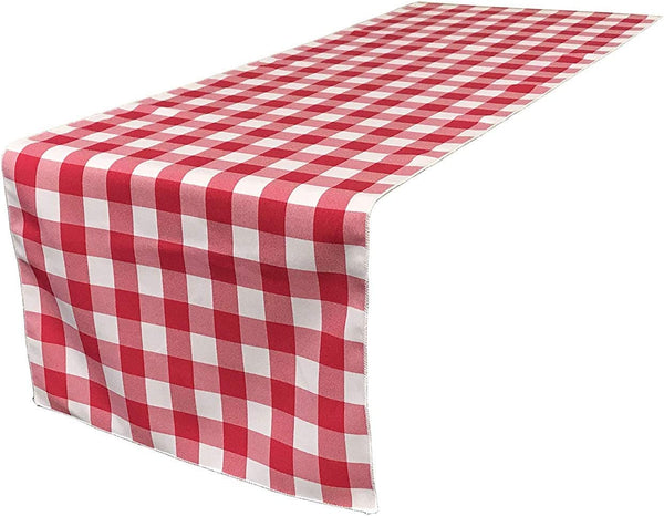 12" Checkered Table Runner - Fuchsia / White - High Quality Polyester Poplin Fabric Table Runners (Pick Size)