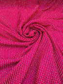 Power Mesh Rhinestone Fabric - Fuchsia - 4 Way Stretch Power Mesh Fabric Crystal Stones By Yard