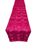 Satin Rosette Table Runner - Fuchsia - 12" x 90" Floral Design Event Decor Table Runner