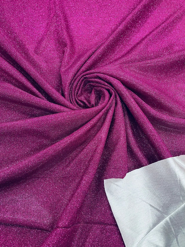 Shimmer Glitter Fabric - Fuchsia - Luxury Sparkle Stretch Solid Fabric Sold By Yard