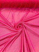 Power Mesh Polyester Rhinestone Fabric - Fuchsia - 4 Way Stretch Power Mesh Fabric Crystal Stones By Yard
