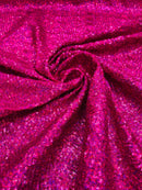 Mini Glitz Sequins Milliskin - Fuchsia Holographic - 4 Way Stretch Milliskin Nylon Spandex Fabric Sold By Yard