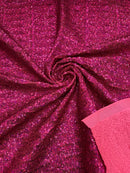 Mini Glitz Sequins Milliskin - Fuchsia Holographic on Coral - 4 Way Stretch Milliskin Nylon Spandex Fabric Sold By Yard