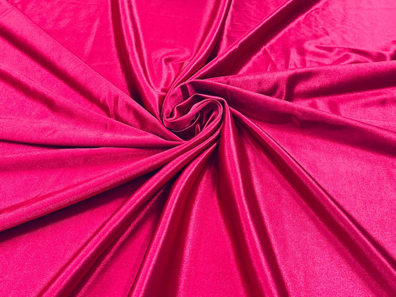 Polyester Spandex Satin Fabric Shiny Stretch Satin Fabric Dress Shirt  Lingerie Fuchsia Pink Cobalt Blue Teal Blue 150cm Wide -  Sweden