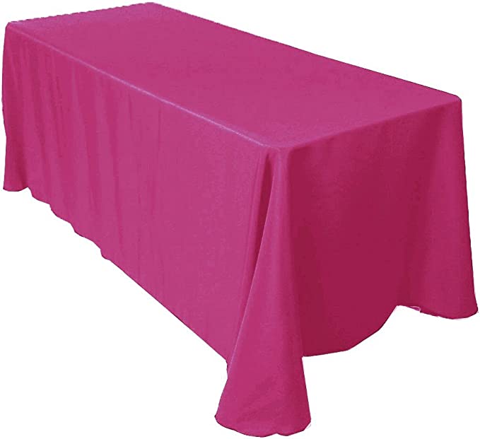 90" Solid Tablecloth - Fuchsia - Polyester Poplin Rectangular Full Table Cover (Pick Size)