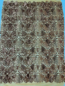 Geometric Fashion Design Sequin - Gold - Fancy Sequins Design on Mesh By Yard