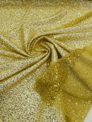 3D Beaded Lace Fabric - Gold - Heavy Embroidery Handmade Lace, Beaded Fabric By Yard