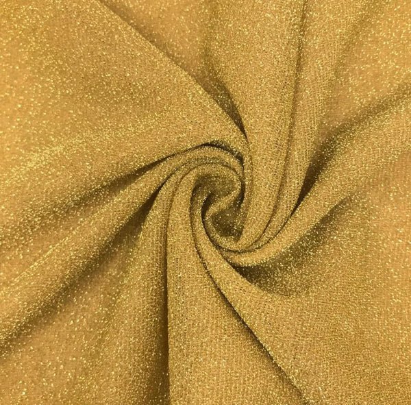 Shimmer Glitter Fabric - Gold - Luxury Sparkle Stretch Solid Fabric Sold By Yard