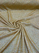 Mille Striped Stretch Sequins - Gold - 4 Way Stretch Spandex Sequins Striped Fabric By The Yard